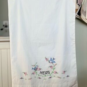 Embroidered Bird and Floral Design pillow cases